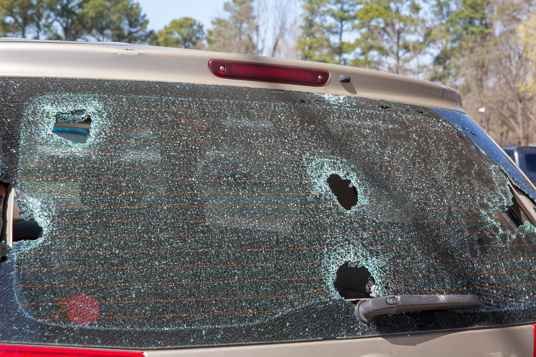 Hail damaged windshield